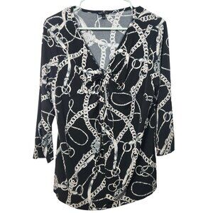 SAMI & JO - Beautiful Black w Chain design Blouse Sz: L